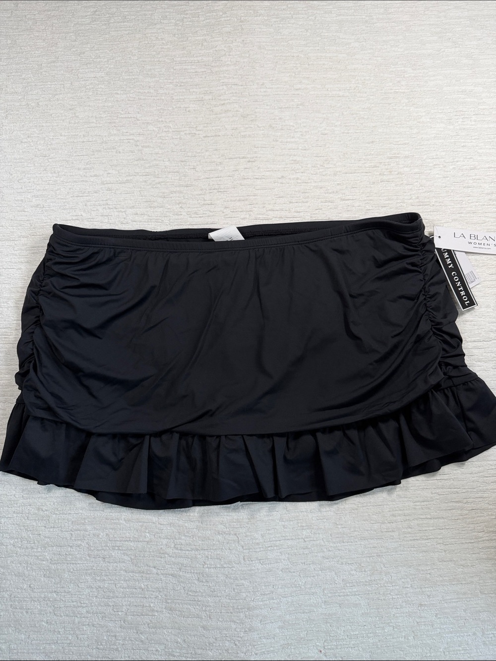 La Blanca Black Ruffle Tummy Control Swim Skirt NWT